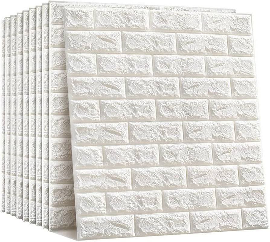 3D Foam Brick Wall Panels (White)– Affordable Peel & Stick DIY Home Makeover