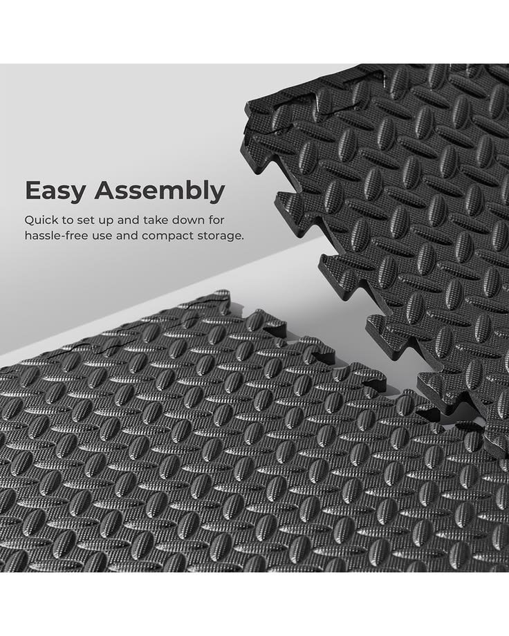 Sleek Black Puzzle Mat (30x30cm) — Multi-Purpose Interlocking Floor Tiles