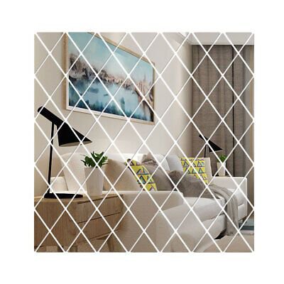 36pc Diamond Shape Acrylic Mirror Wall Stickers (Silver)