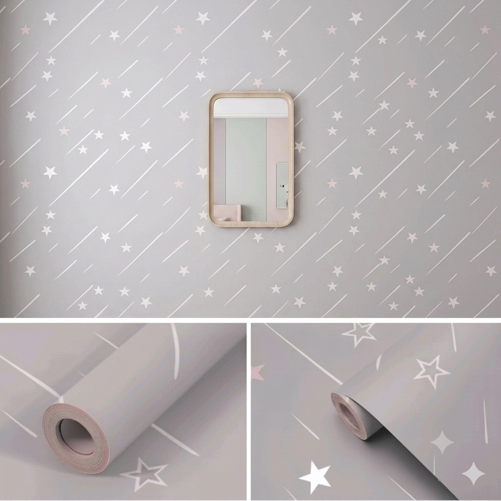 Premium Grey Shooting Star Wallpaper(0.45by10m)