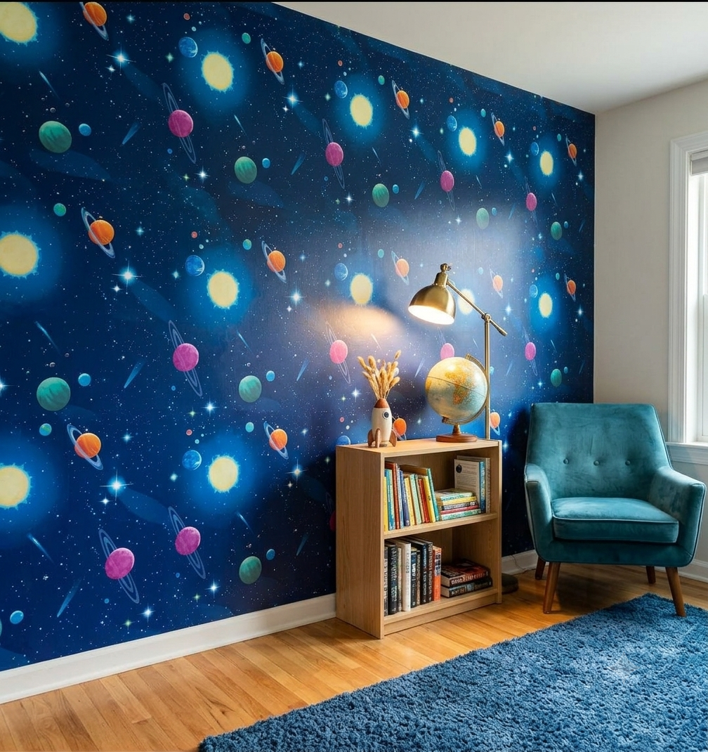 Self Adhesive Outer Space Wallpaper - Galaxy & Planets Peel & Stick(0.45by10m)