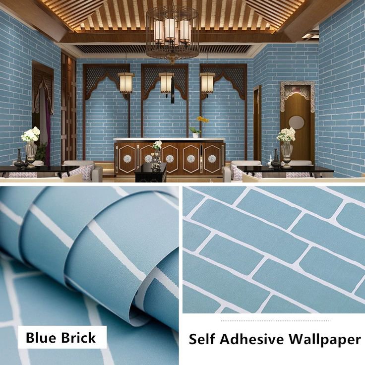 Modern Matte Blue Brick Wallpaper (0.45by10m)