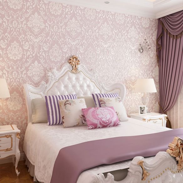 Regal Pink Damask: Timeless Luxury Wallpaper