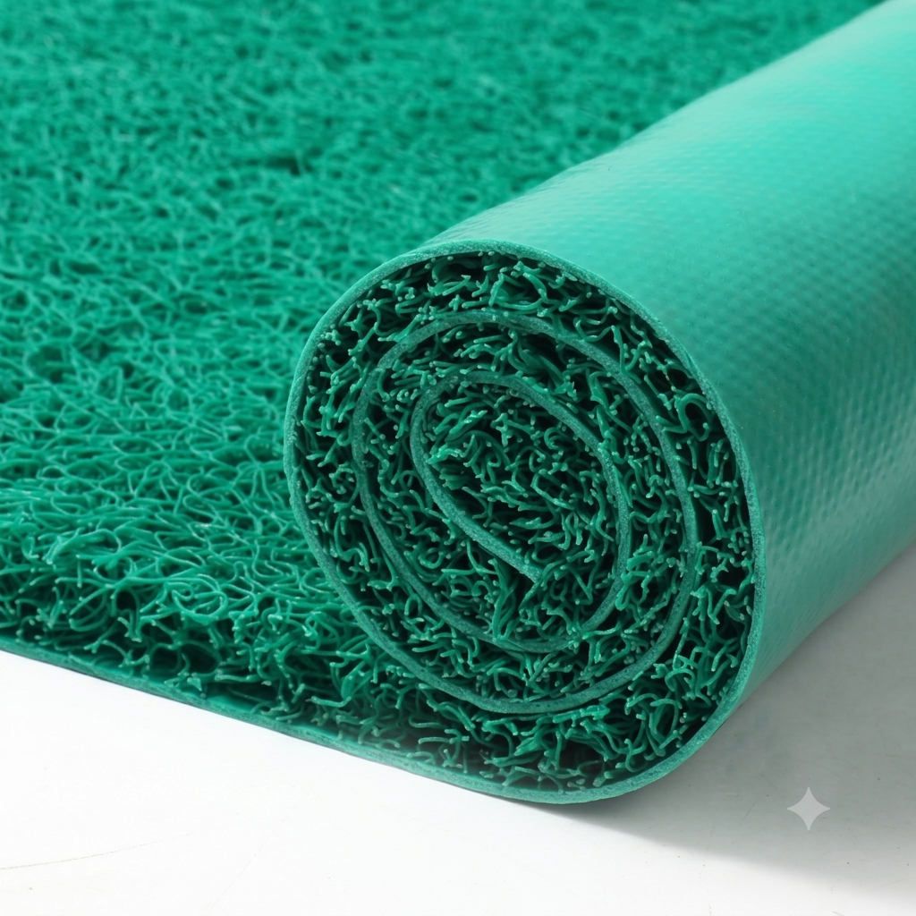 Premium Green PVC Spaghetti Carpet – Durable, Non-Slip Flooring (1.2m x 1m)