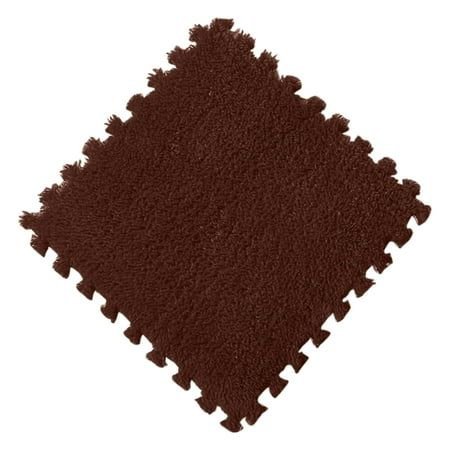 Rich Chocolate Brown Plush Interlocking Puzzle Mats: Cozy, Custom Comfort for Your Home