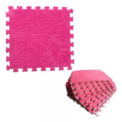 Plush Pink Interlocking Puzzle Mats – Cozy, Soft & Stylish
