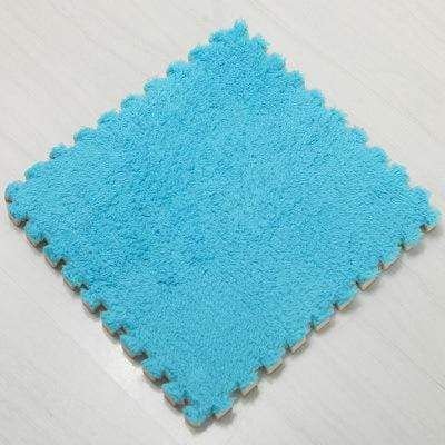 Blue Plush Interlocking Floor Mats – Soft, Stylish & Customizable (30x30cm)