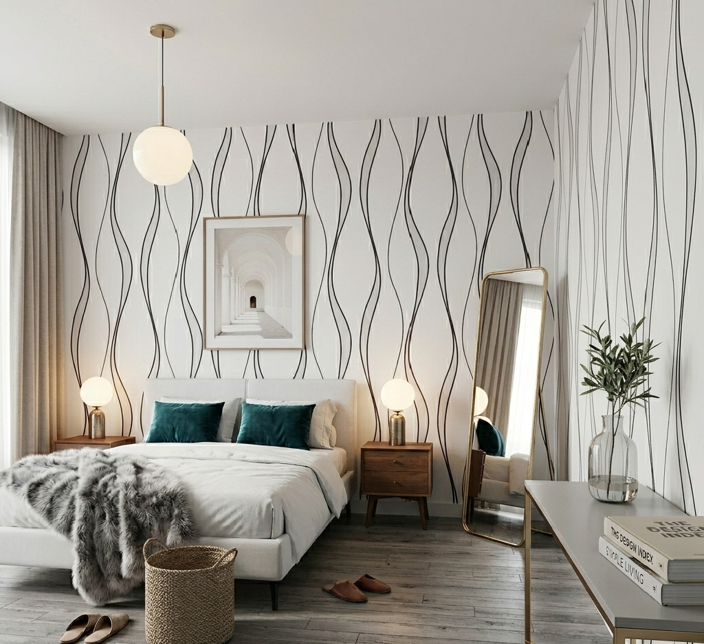 Modern Wavy Design Wallpaper 0.53m x 10m