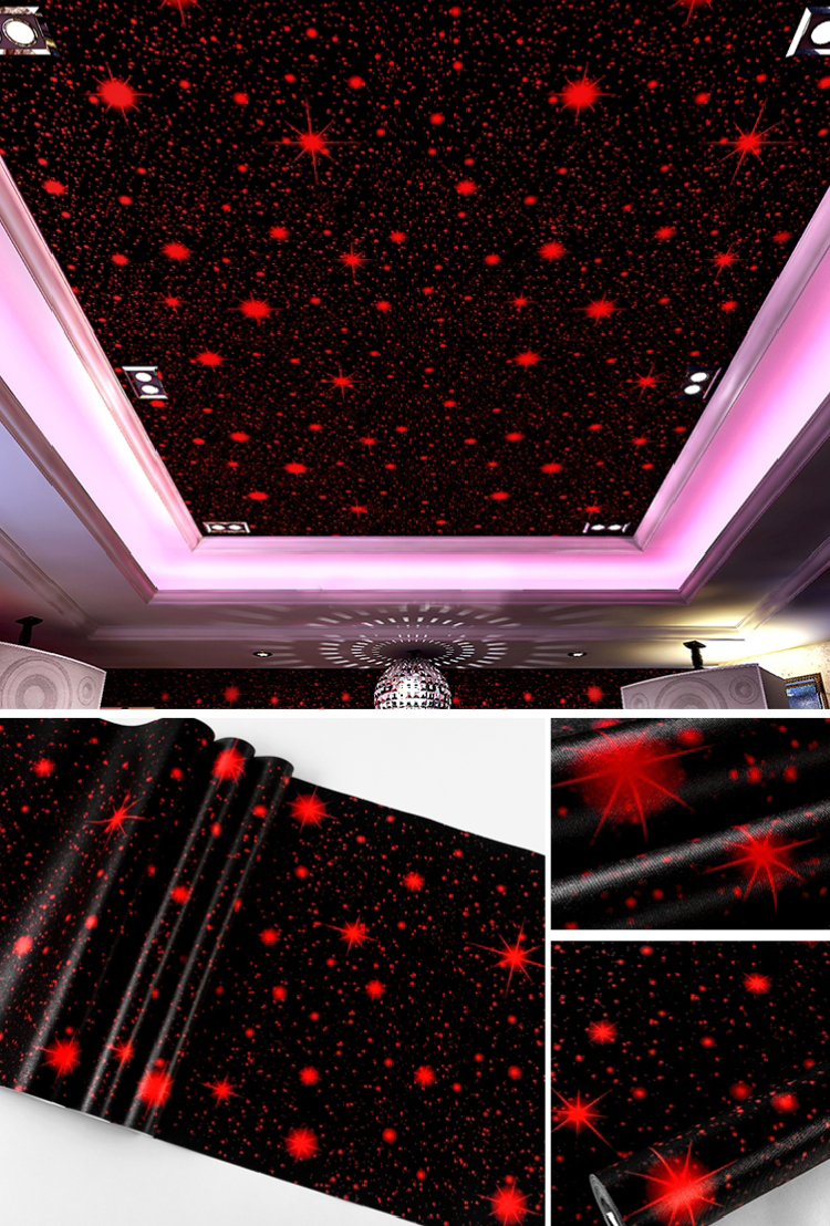 Stunning Starry Night Celestial Wallpaper in Deep Black and Radiant Red – 0.53m x 10m