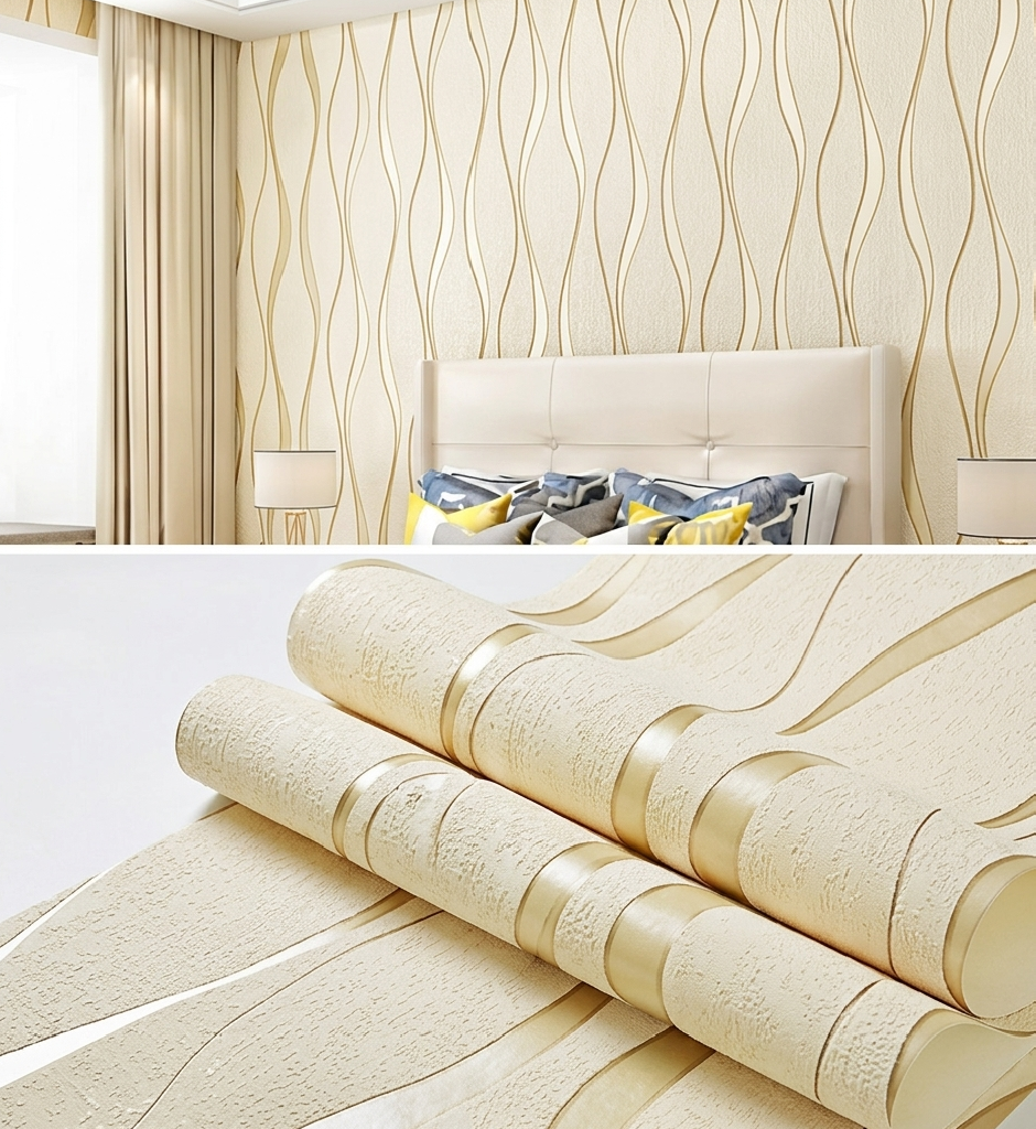 Modern 3D Water Ripple Wallpaper - Elegant Living Room & Bedroom Wall Decor (10M Roll)