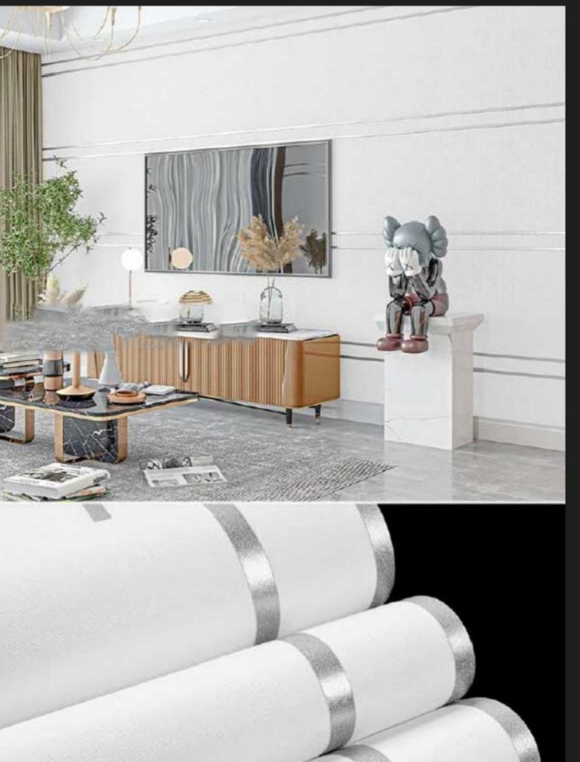 Luxury Nordic Modern Cream White Horizontal Stripes