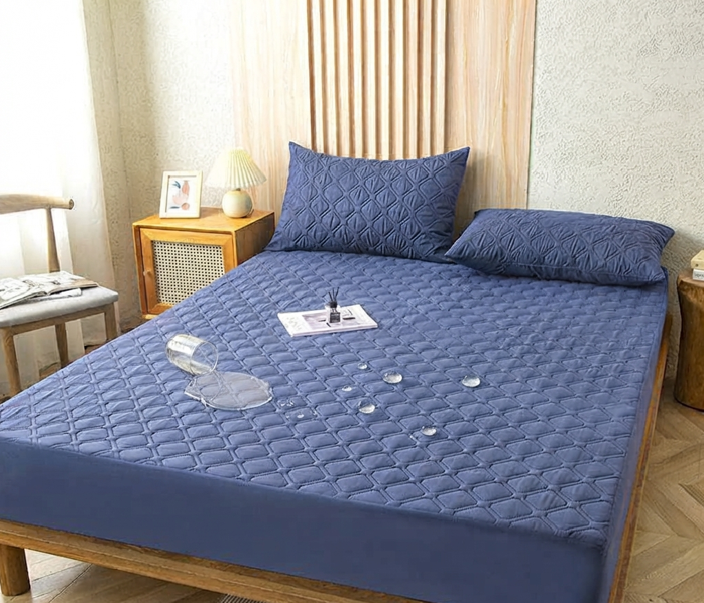 Premium Quilted Waterproof Mattress Protector (Navy Blue )– 4x6