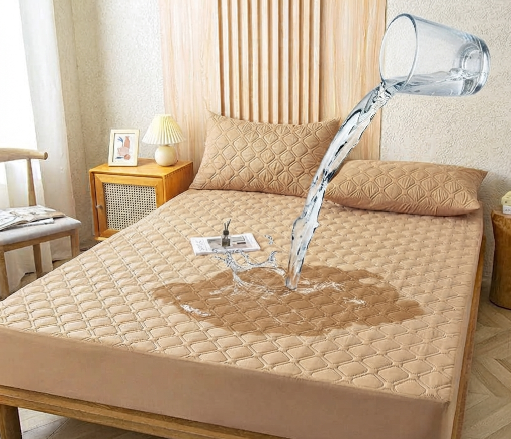 Premium Quilted Waterproof Mattress Protector 6by6 (Beige)