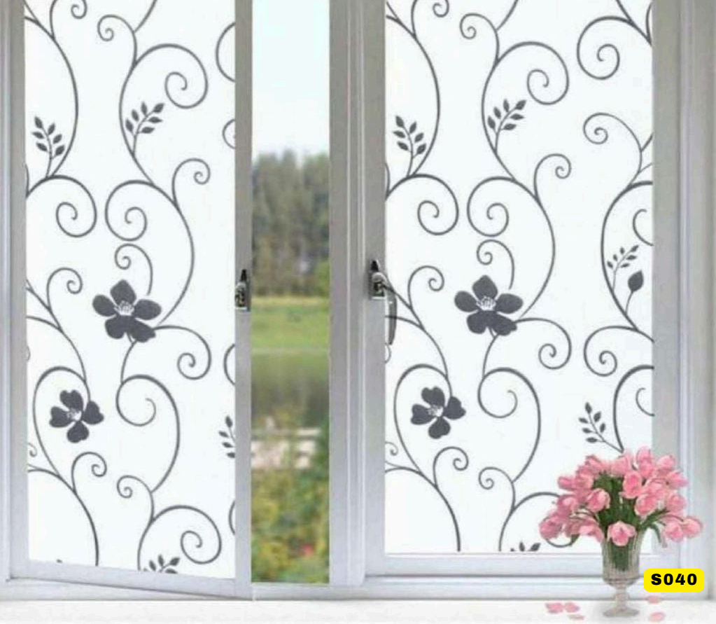 Elegant Floral Vine Frosted Window Film (Code:S040)